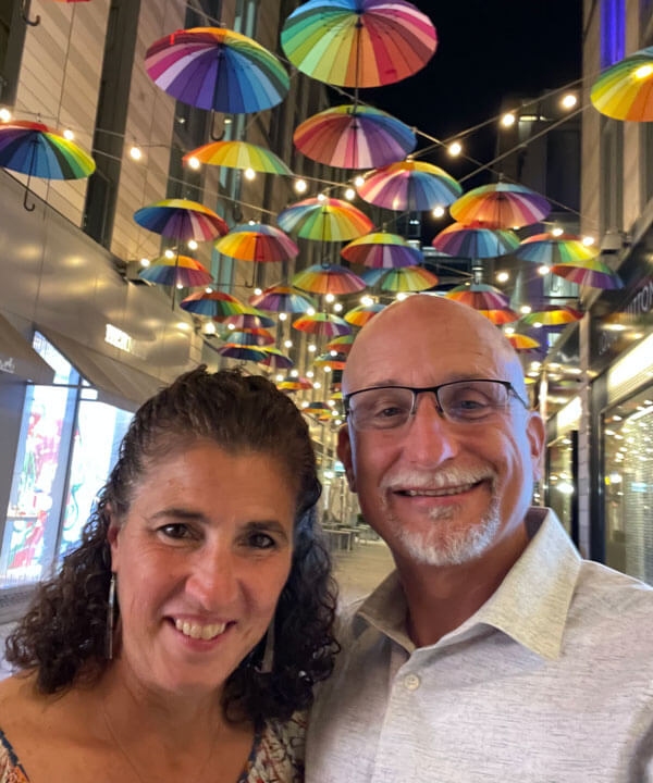 Jeff and Christina Philibert smile for a selfie.