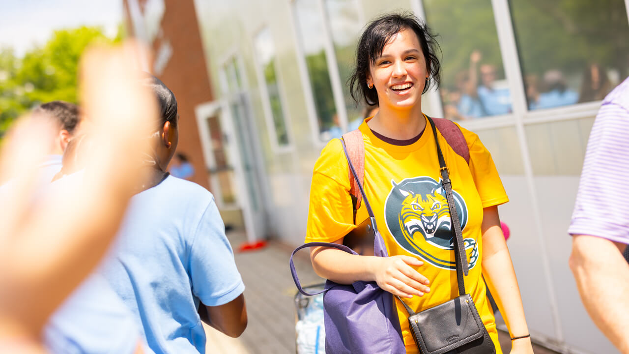 Individual walking at Orientation