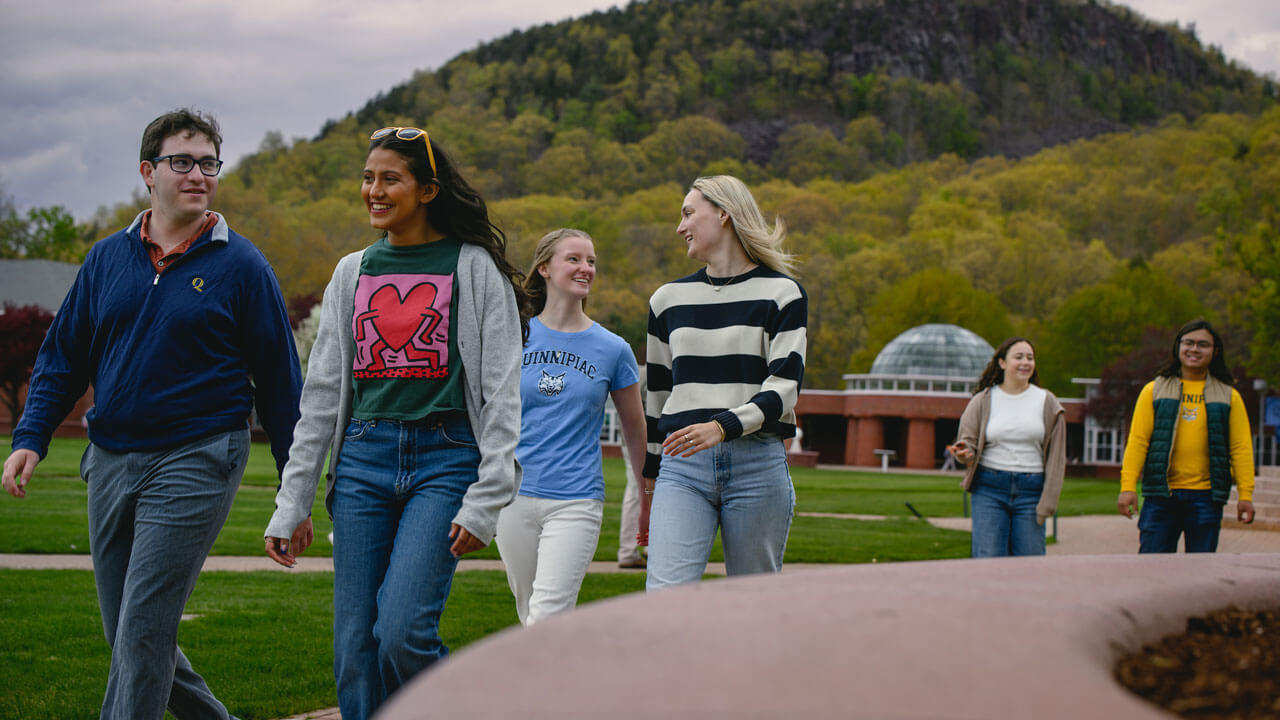 Friends walking on the Mount Carmel Campus