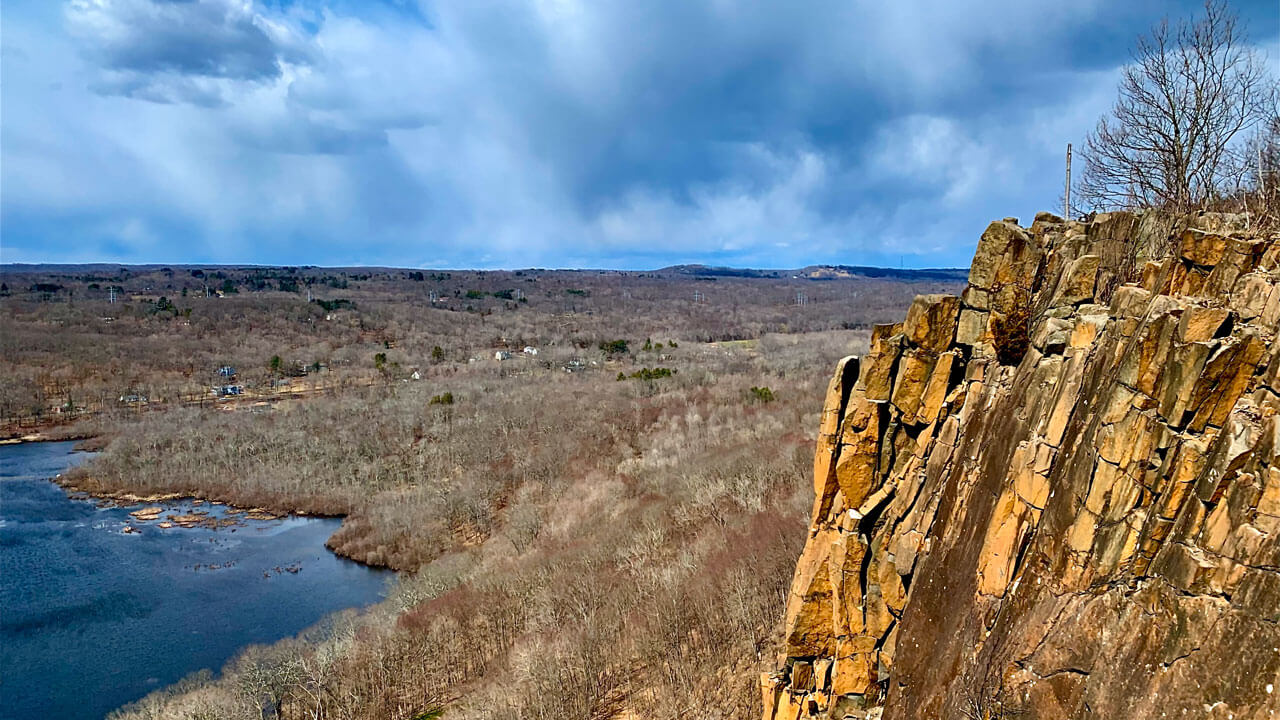 View of the town and rocks