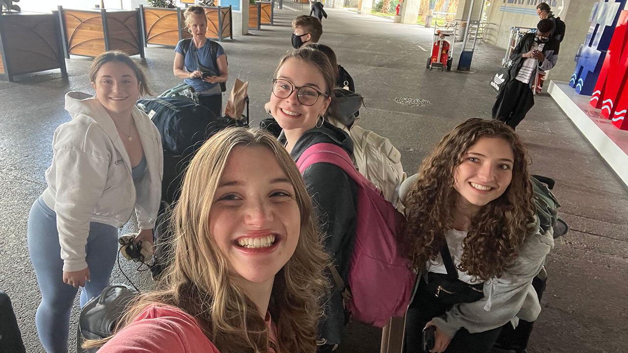 Students at the Cannes Film Festival in France take a selfie