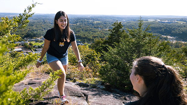 Students hiking Sleeping Giant