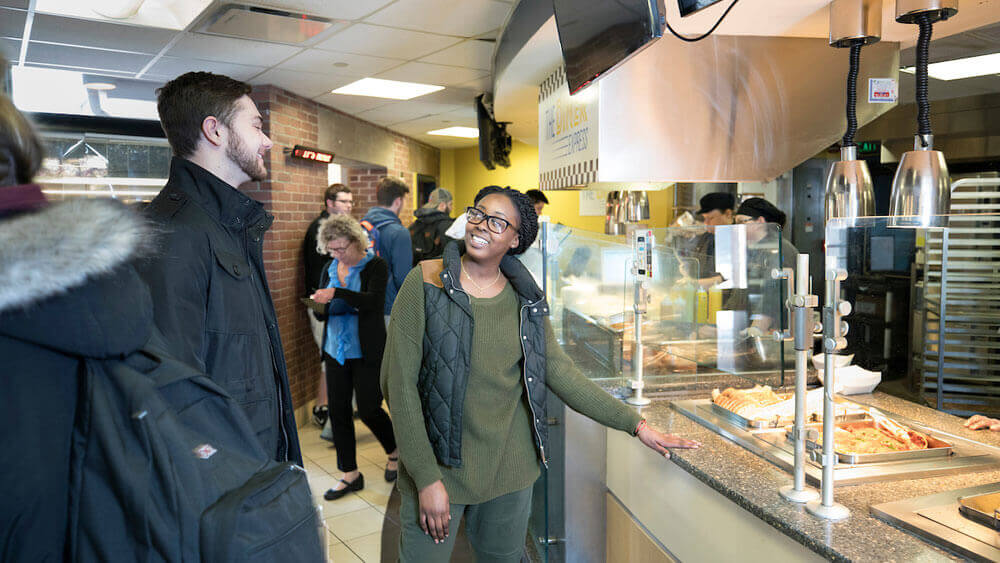 Photo of students at the Bobcat Den on Quinnipiac University's Mount Carmel Campus.